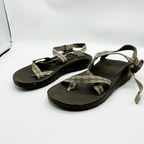 Chaco Shoes - Chaco Z2 Classic Sandals Womens 10 Black White Gray Geometric Strap Toe Loop